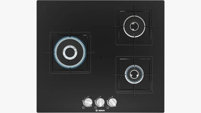 BOSCH Built-in Gas Hob Black Tempered Glass 3 Burner 60cm True brass(PNC6B6B11I) Glass Automatic Hob(3 Burners)