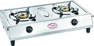 Prestige Agni Classic | ISI Certified | Heavy Big Body | SS Pan Support | Stainless Steel Manual Gas Stove(2 Burners)