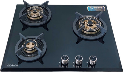 Hindware CASSIA 3B 60CM | Brass Burners | Flame Failure Device | Auto Ignition | Built in Glass Automatic Hob(3 Burners)