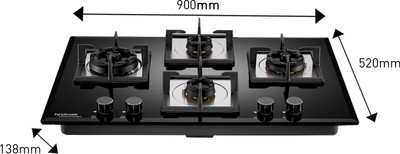 Hindware Smart Appliances Aster 4B 90CM Glass Automatic Hob(4 Burners)
