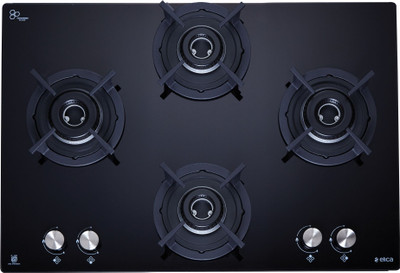 Elica RG FLEXI HCT 460 DX LOTUS BK Glass Automatic Hob(4 Burners)