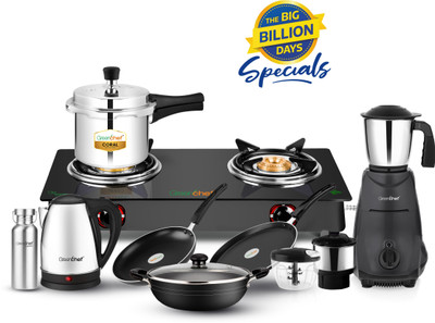 Greenchef Carnival Family Kitchen Set 9pcs Glass Manual Gas Stove(2 Burners)