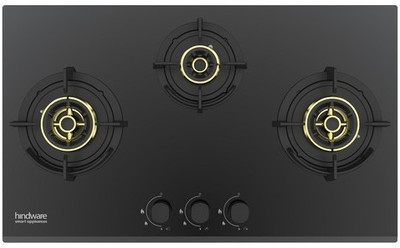 Hindware Hazel 3B 75CM | Dual Brass Burner | Glass Automatic Hob(3 Burners)