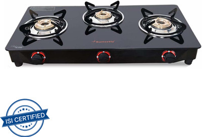Butterfly Trio 3 Burner Glass Manual Gas Stove(3 Burners)