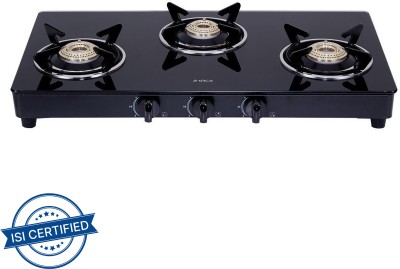 Elica 703 CT VETRO BLK Glass Manual Gas Stove(3 Burners)