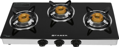 FABER Hob Cooktop Grand Plus 3BB SS Glass Manual Gas Stove(3 Burners)
