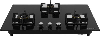 FABER Faber 3 Burner HCT 78 cm Hob|Faux Cast Iron Pan Support| Auto Ignition Glass Automatic Hob(3 Burners)