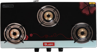 Quba B3 Red Flower Glass Automatic Gas Stove(3 Burners)