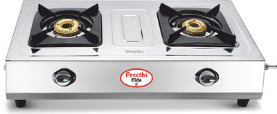 Preethi Blu Flame Elda Stainless Steel Manual Gas Stove(2 Burners)