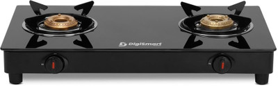 DIGISMART Gas Stove 2 Burner with Toughened Manual Ignition Cooktop ISI Certified Glass Manual Gas Stove(2 Burners)
