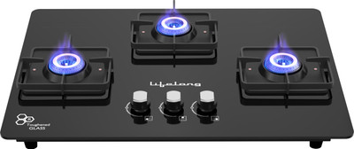 Lifelong Ember LLHT933 Hob Top with Battery Operated Ignition Glass Automatic Hob(3 Burners)