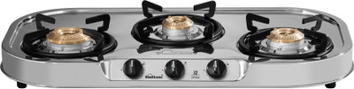 Sunflame 3 Burner Gas Stove Stainless Steel Manual - Home Service Stainless Steel Manual Gas Stove(3 Burners)