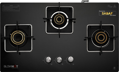BLOWHOT Quartz Hybrid Design 3 High Performance Burner Toughened Glass Automatic Gas Stove(3 Burners)