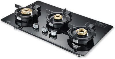 Prestige Svachh Efficia-03 AI|8mm Thick superior Toughened Glass|Cast Iron Pan Support Glass Automatic Hob(3 Burners)