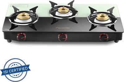 Butterfly Rapid Plus Glass Manual Gas Stove(3 Burners)