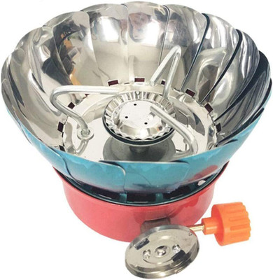 HBD Round Outdoor Picnic Cooking Small Foldable Butane Gas Stove,Furnace,Burner(1Pc) Aluminium, Stainless Steel Manual Gas Stove(1 Burners)