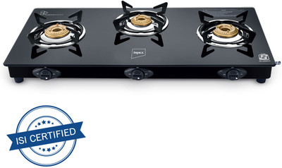 IMPEX Specta 3B Glasstop 3 burner Glass Manual Gas Stove(3 Burners)