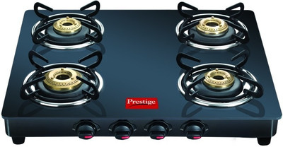 Prestige GTM 04 Black Glass Manual Gas Stove(4 Burners)