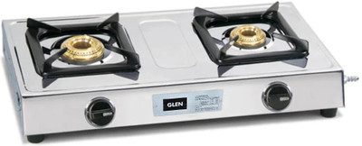 Glen 2 Burner Stainless Steel PNG Gas Stove With Brass Burner Stainless Steel Manual Gas Stove(2 Burners)
