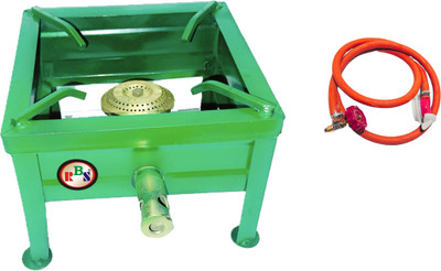 RBS ALL FITTED MS GREEN POWDER COATED GAS BHATTI/READY TO USE Iron Manual Butane Gas Stove(1 Burners)