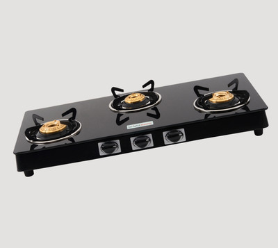 Brightflame Brightflame Tulip Glass 3 Burner Gas Stove Toughened Glass Top Glass Manual Gas Stove(3 Burners)