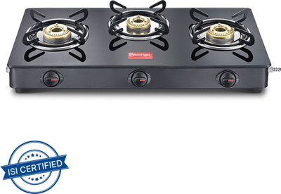 Prestige Magic GTMC03 Glass, Stainless Steel Manual Gas Stove(3 Burners)
