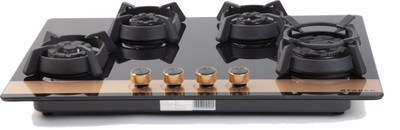 FABER HOB UTOPIA PRO HT 804 BR CI Glass Automatic Hob(4 Burners)