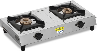 Urban Chef Stainless Steel Manual Gas Stove(2 Burners)