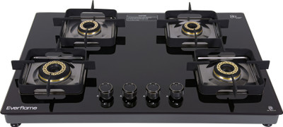 Everflame Spectre 4 Burner Hobtop | 8mm Glass Stove | Italian Sabaf Valve | Advance Series Glass Manual Gas Stove(4 Burners)
