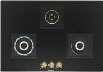 BOSCH Built in Series 6 Gas hob 75 cm Tempered glass, Black PND7B6F20I Glass Automatic Hob(3 Burners)