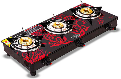 Fogger Falco Glass, Stainless Steel Manual Gas Stove(3 Burners)