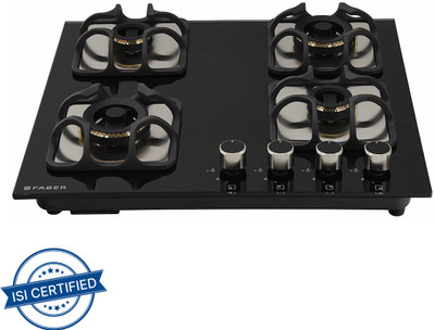 FABER byFaber Hob/Hobtop IMPERIA PLUS 604 BRB CI BK Glass Automatic Hob(4 Burners)
