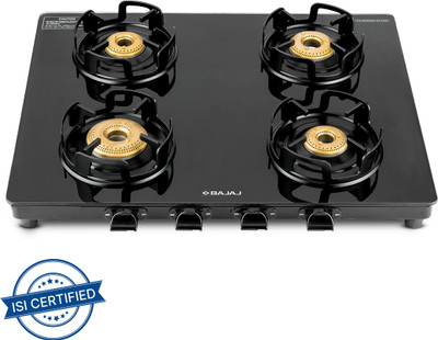 BAJAJ GP4 Slim with 1 Jumbo Glass Manual Gas Stove(4 Burners)