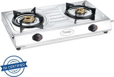 Prestige Prime Stainless Steel Manual Gas Stove(2 Burners)