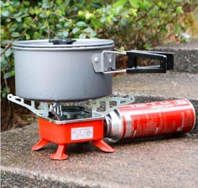 DREZII Portable Small Gas Stove, Camping Butane for Travelling, Mini Stove Aluminium Manual Butane Gas Stove(1 Burners)