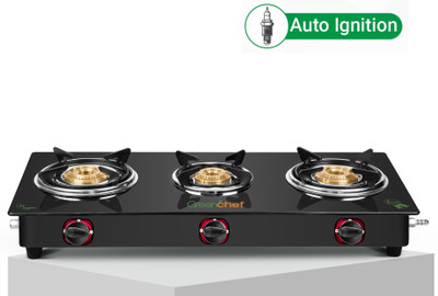 Greenchef Hybrid AI Glass Automatic Gas Stove(3 Burners)