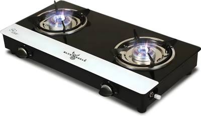 Blue eagle Brutus Black & White Modern Design Toughened Glass Manual Gas Stove