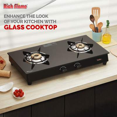Rich flame Bright Magic Glass Manual Gas Stove(2 Burners)