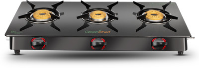 Greenchef Ebony Glass Manual Gas Stove(3 Burners)