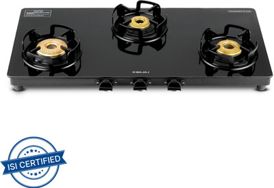 BAJAJ GP4 Slim with 1 Jumbo Burner Glass Manual Gas Stove(3 Burners)