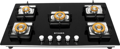 FABER HTG 905 CRS BR CI Glass Automatic Hob(5 Burners)