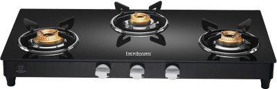 Hindware Smart Appliances ARMO Plus GL 3B BLK Glass Manual Gas Stove(3 Burners)