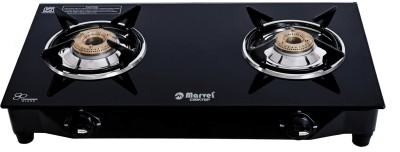 COOKTOP MARVEL - Infuzion - Crystal Black Glass top, MS Body Frame, Glass Manual Gas Stove(2 Burners)