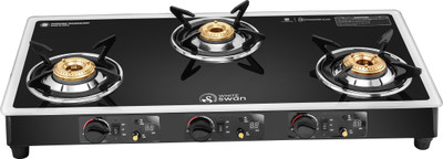 White Swan White Swan QuickSet WB Digital Smart Precision Timer Toughened Glass Manual Gas Stove(3 Burners)