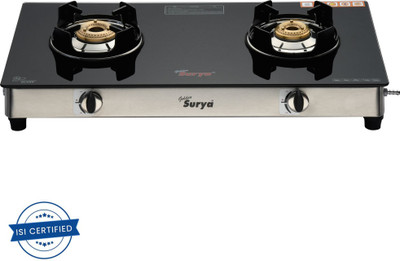 Golden Surya Glass Top, Manual Ignition, 18 Months Warranty, Flame Guard Protection Glass Manual Gas Stove(2 Burners)