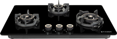 FABER EXPERIA HT753 AI FFD|Flame Failure Device|Cast Iron Pan Support| Glass Automatic Hob(3 Burners)