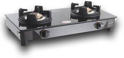 HY FLAME Double Burner Magna Glass, Stainless Steel Manual Gas Stove(2 Burners)