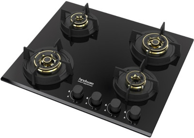 Hindware Hindware HAZEL 4B 60 | Brass Burners | Auto Ignition | Flame Guard | Built in Glass Automatic Hob(4 Burners)