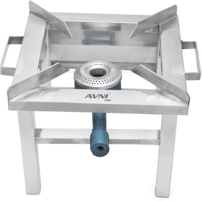 Avni S.S Square Single Burner Gas Stove Steel Bhatti (Chula) (SMALL) Stainless Steel Manual Gas Stove(1 Burners)