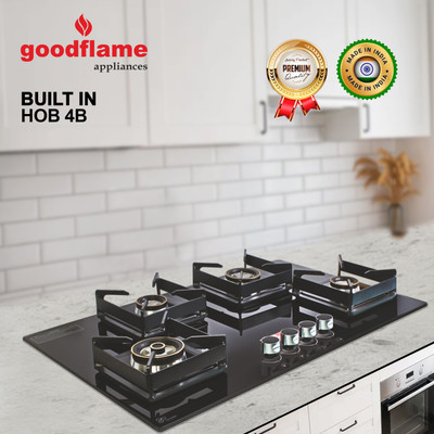 goodflame Hob 4 Burner auto BK Built in Hob Toughened Glass 8mm Hob auto igntion Glass Automatic Hob(4 Burners)